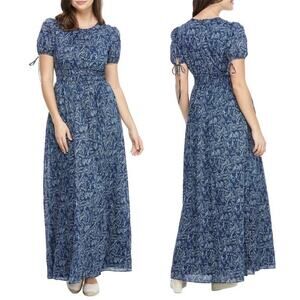 Gal Meets Glam Giselle Navy Floral Bird Print Maxi Dress
